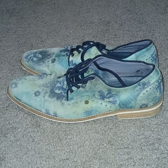 Steve Madden original style Prosper leather blue floral print shoes Sz 8 - Picture 3 of 9